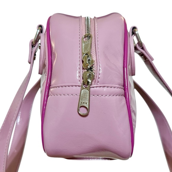 X-Girl Mini Boston Bag Double Strap Vinyl Pink Removable Crossbody Zip Logo Punk - Picture 6 of 9